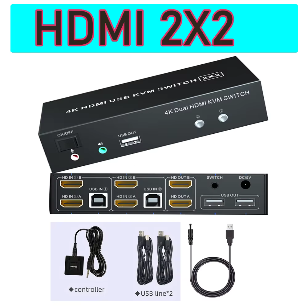 Displayport HDMI KVM Switch dual monitor 4X2 2X2 HDMI Displayport USB KVM Switch Dual Display DP HDMI USB Switch KVM Switcher