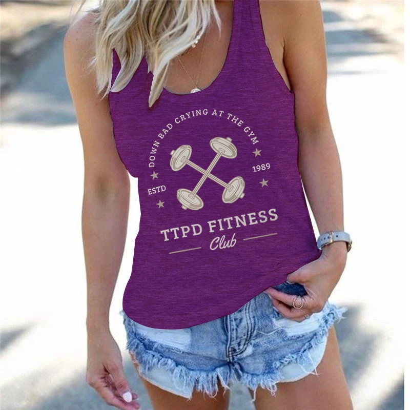 Down Bad Crying At The Gym Letter Print Racerback Tank Tops Women Sleeveless Fashion Gym Tees Summer Women Sexy Camis Vests