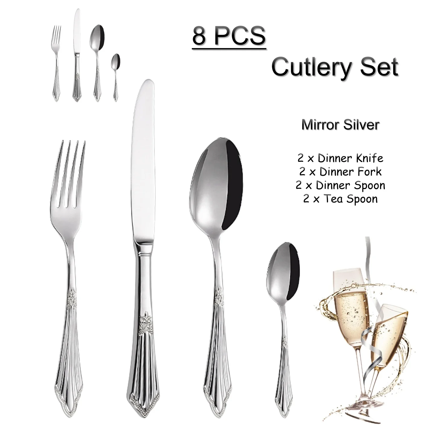 8PCS- Silver