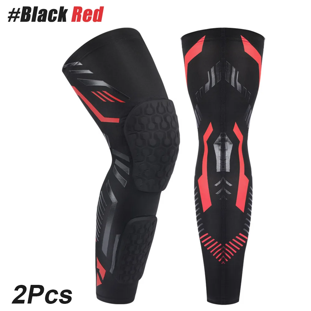 Anti-collision Padded Knee Compression Brace Long Leg Sleeves for Sports Basketball, Football, Volleyball,Knee Pads Shin Support