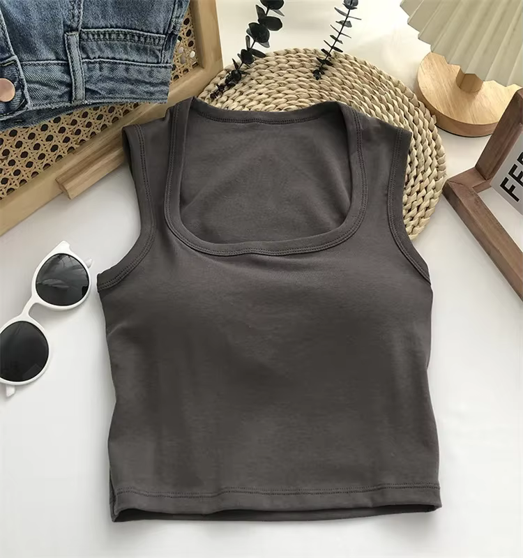 Lace Slim Fit Crop Tops Off Shoulder Spaghetti Strap Tanke Top Women Built In Bra Sleeveless Versatile Solid Color 2021 Cami Hot