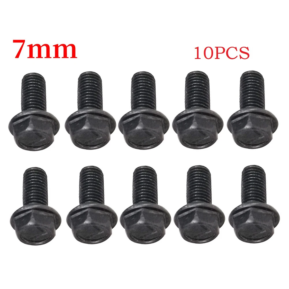 10pcs Saw Blade Bolt Black Carbon Steel M8 M7 M6 Left Hand Thread Hex Flange For Cutting Machine High Strength Hardness Tools