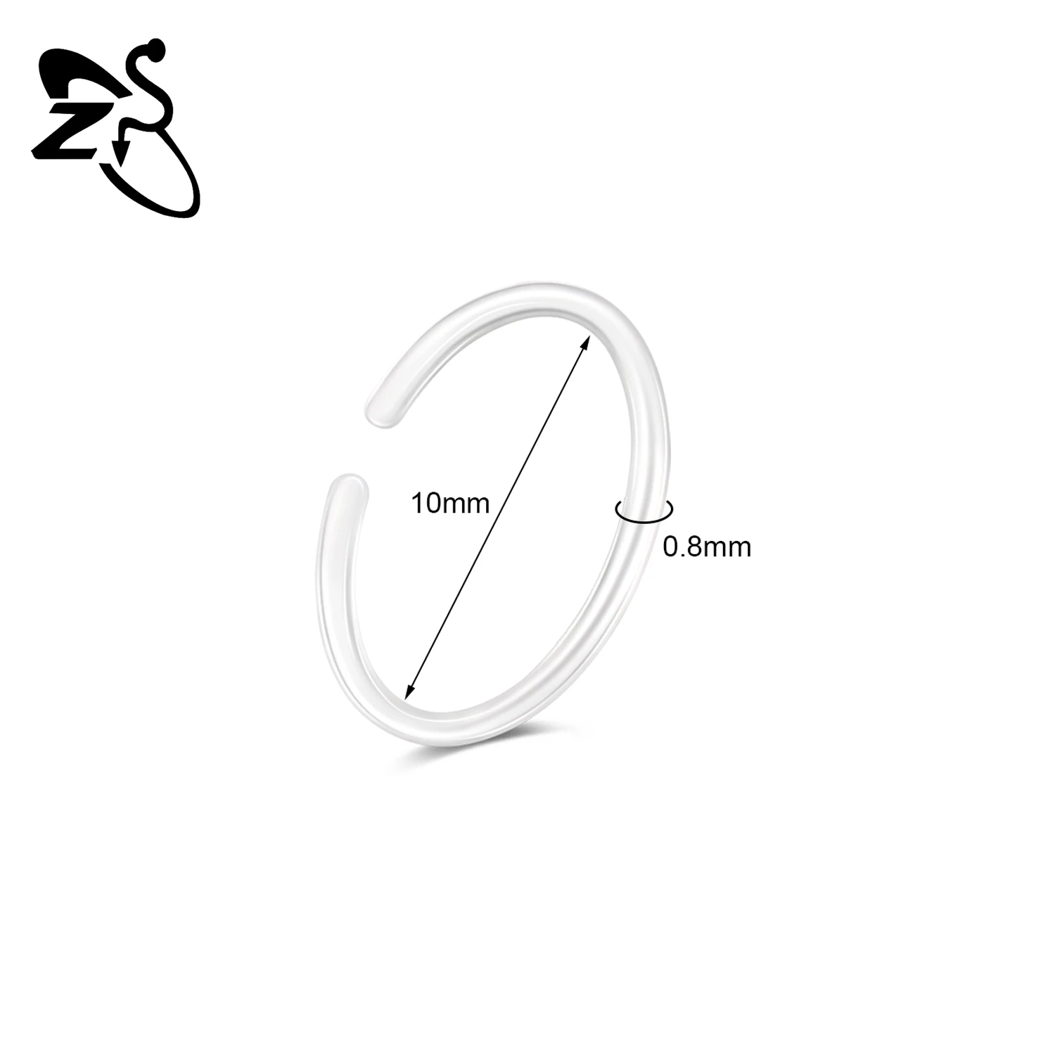 ZS 8pcs/Lot 14/18/20G Transparent Acrylic Hoop Earring 12-35MM Long Stud Earrings Anti-Allergy Helix Cartilage Piercings Jewelry