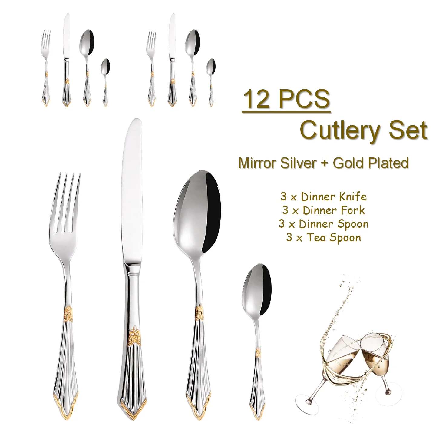 12PCS - Gold Plated