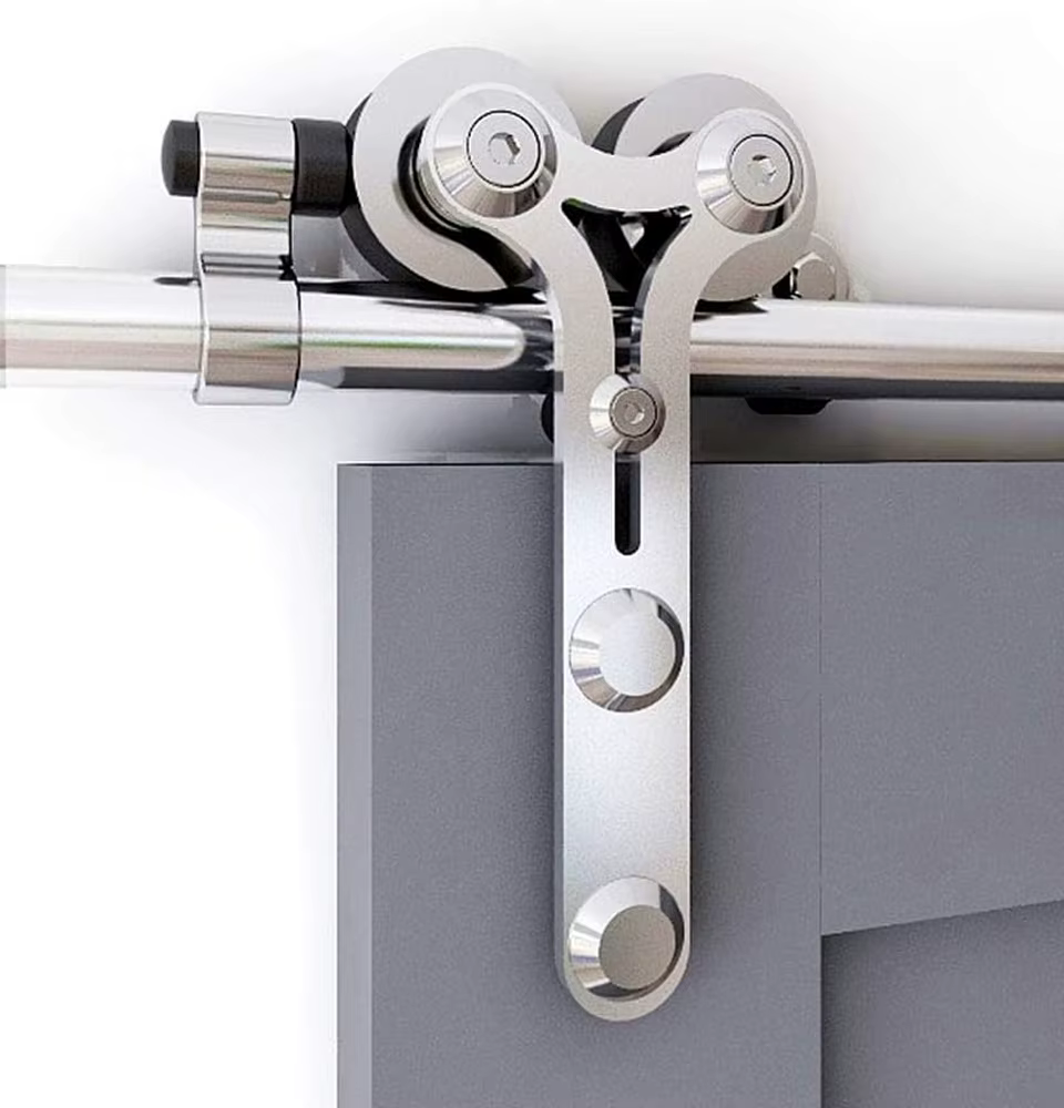 CCJH 6/6.6FT Stainless Steel Sliding Barn Door Hardware Kit Closet Track Kit for Single Wood Door, Heavy Duty and Easy to Instal