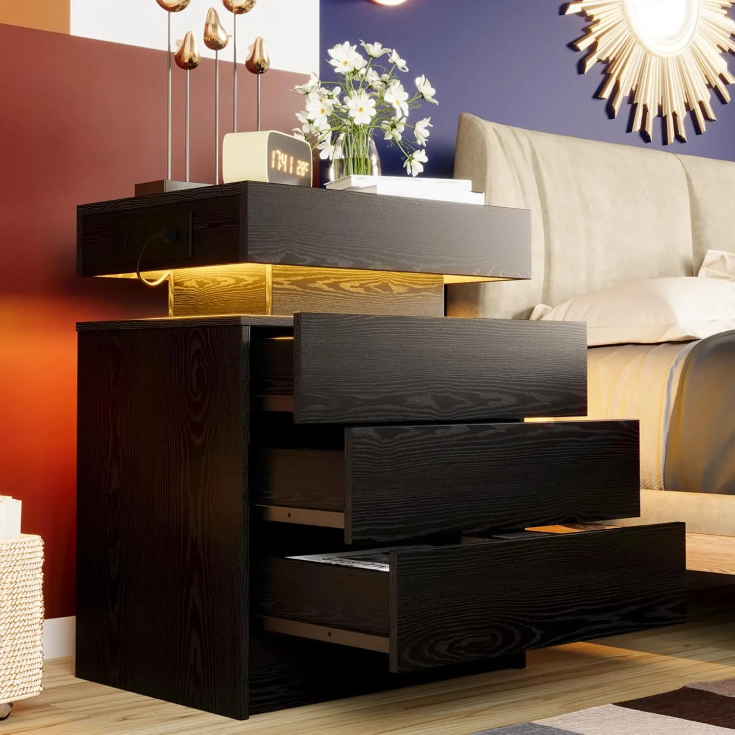 black 3 Drawers