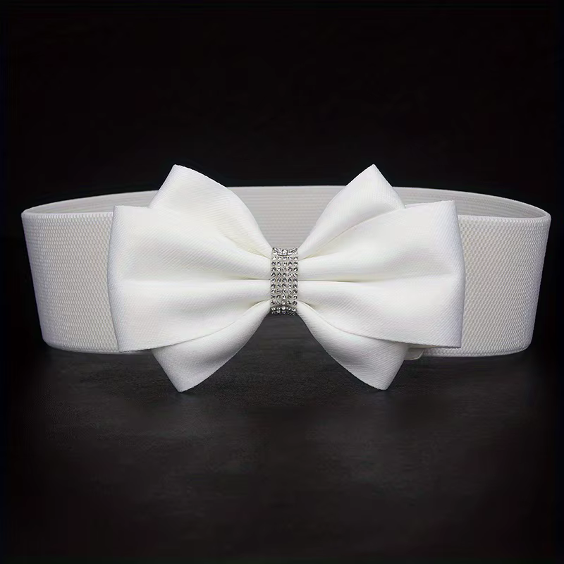 Big Bowknot Elastic Wide Belt Solid Color Plus Size Waistband Decorative Dress Coat Girdle For Women