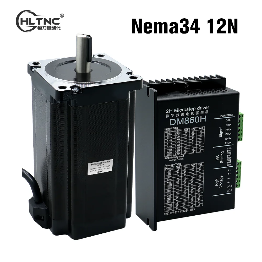 NEMA 34 CNC stepper motor 86X156mm 12.5N.m 5.5A Diameter 14mm Nema34 1700Oz-in +dm860h / dma860h for CNC engraving machine high