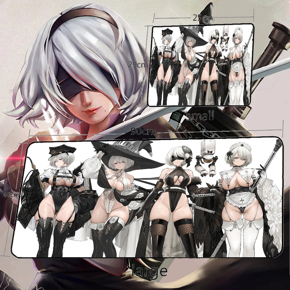 Nier Automata Mouse Pad White-Haired Girl Gamer Desk Mat Sailor Moon Sexy Gaming Laptops Office Accessories For Genshin Impact