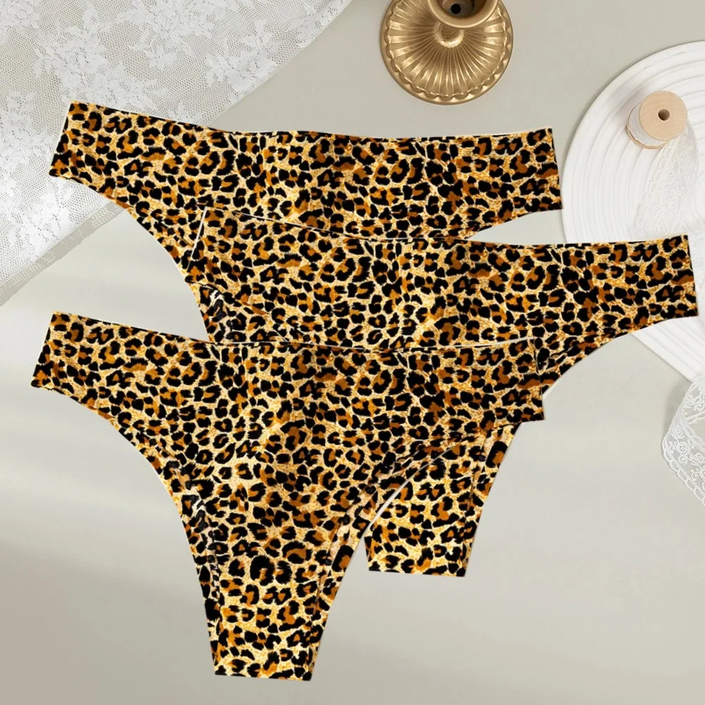 3PCS/Set Sexy Women's Leopard Panties Hot Female Seamless Underwear Ladies Elastic Bikini Thong Invisible Lingerie for Women New