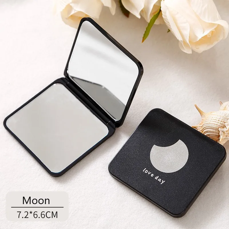 2-Face Makeup Mirror Square Portable Cute Girl'S Gift Hand Mini Mirror Pocket Double-Sided Makeup Mirror Compact Multiple Colors