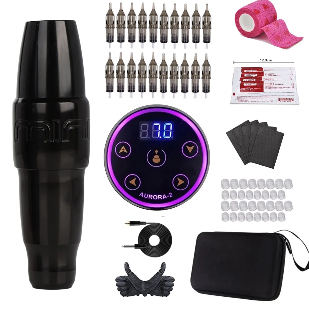 Brand New MINI PMU Permanent Makeup Tattoo Pen Machine Gun Kit Set Rotary Swiss Motor For Eyebrow Lip With Carry Case Box Supply