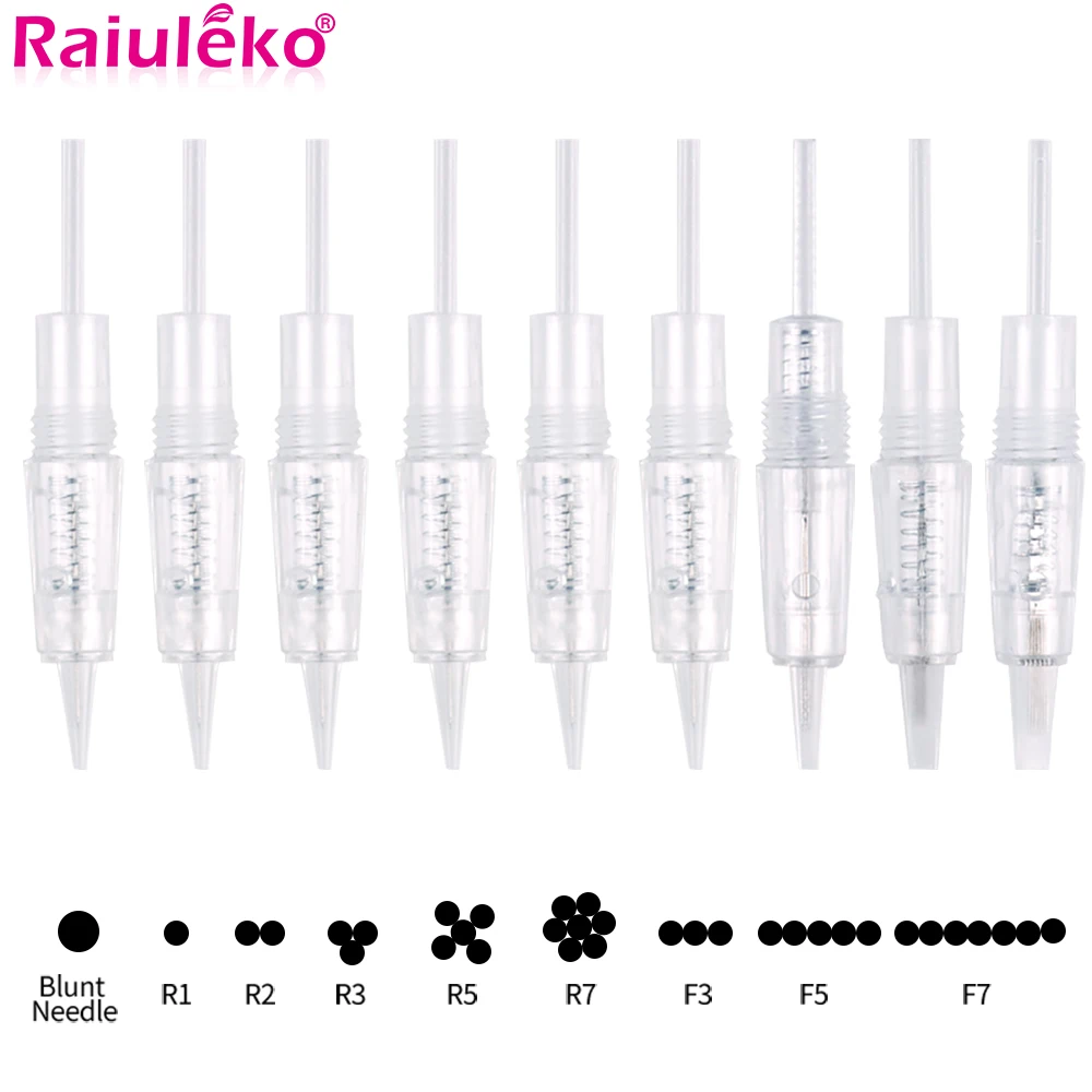 10P Screw Cartridge Tattoo Needles for 1D 1R 2R 3R 3F 5R 5F 7R 7F Micropigmentation Tattoo Device Makeup Eyebrow Lip Derma Tools