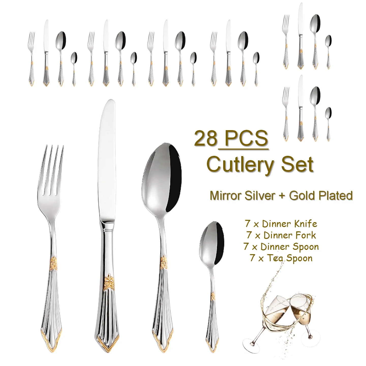 28PCS - Gold Plated