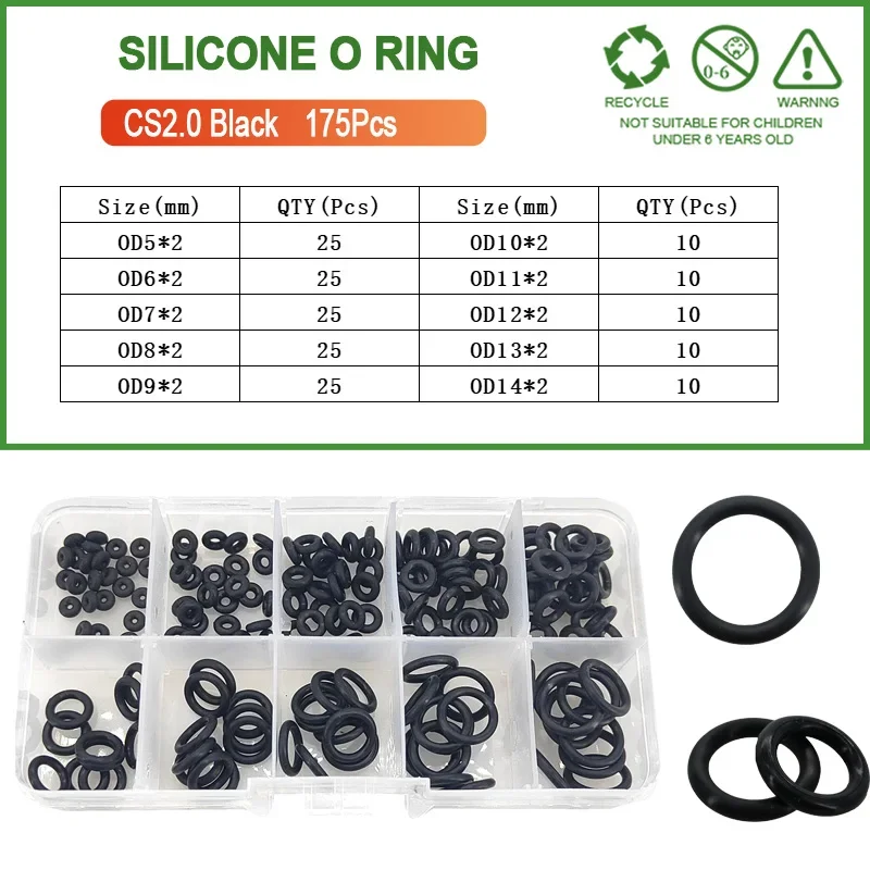 Black 175Pcs CS2.0mm