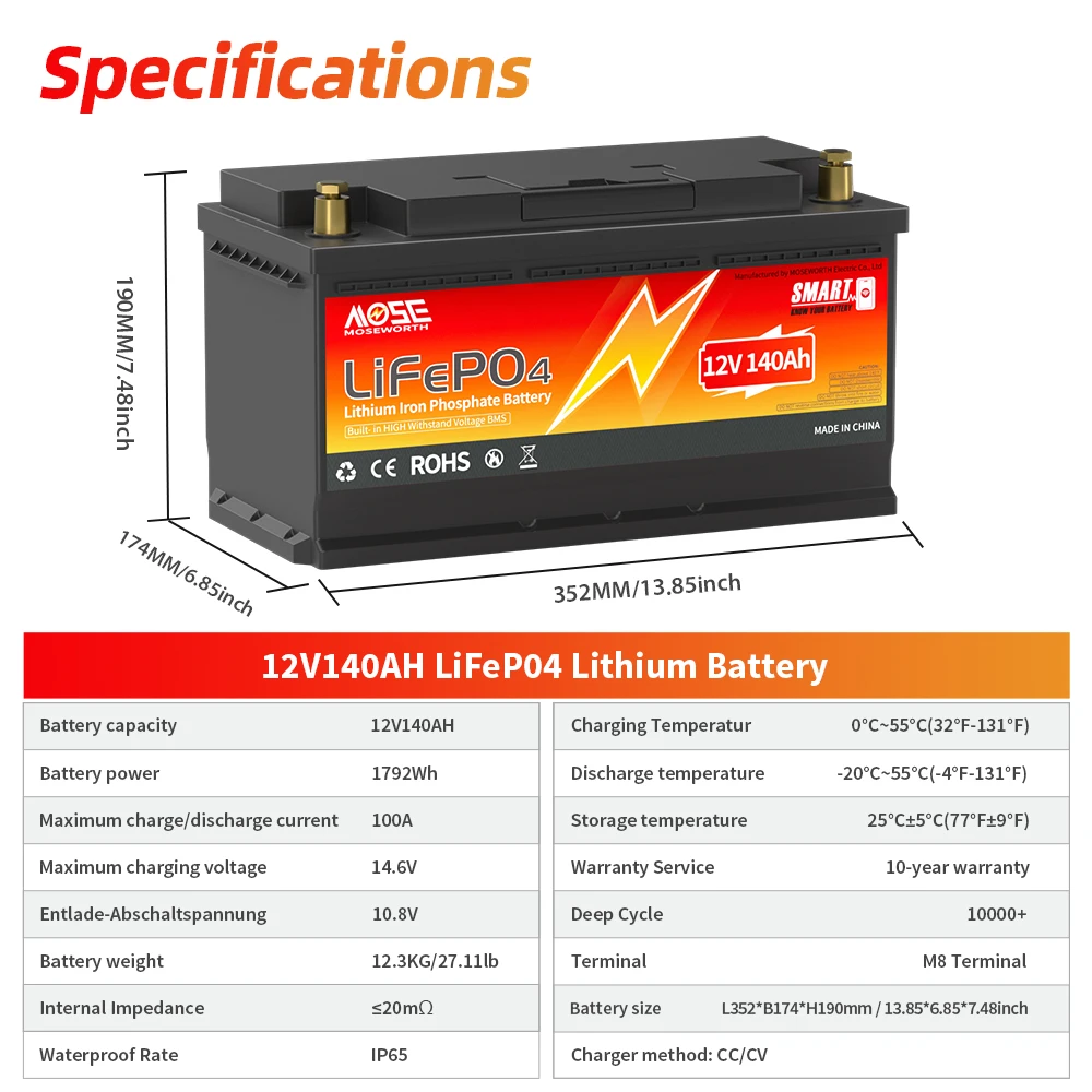 12V 140Ah Bluetooth