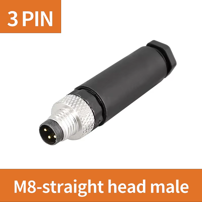 5/10PCS M8 3/4/5/6/8Pins Sensor Connector Non-Welding Waterproof  IP68 Straight Male&Female Plug Screw Threaded Coupling 3 4 Pin