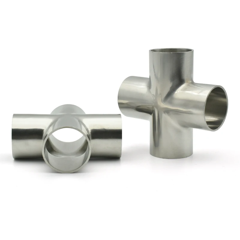SS304 Stainless Steel Sanitary Grade Pipe OD 19/25/38/51/102mm OD Butt Welding Cross 4 Way Shunt Homemade Beer Liquor