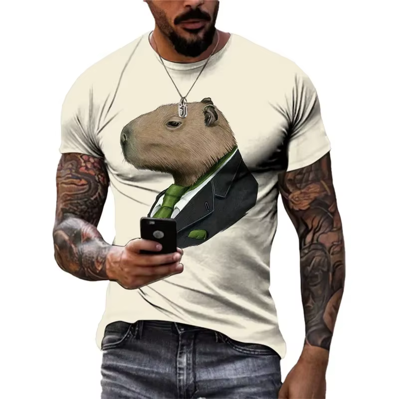 Cute Capybara Graphic T Shirt for Men Clothing 3D Print Funny Capy T-shirt Casual Kid y2k Tops Unisex Women Plus Size Tee Shirts