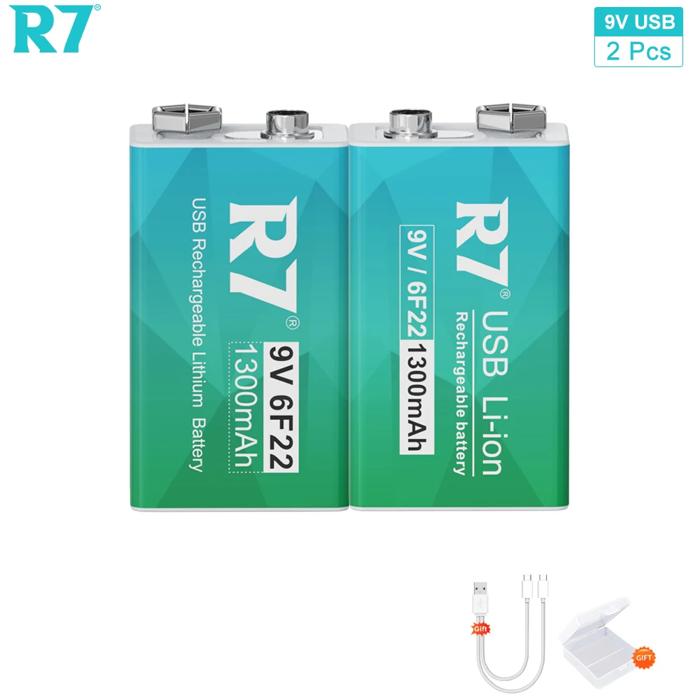 2pcs 9V 1300mAh
