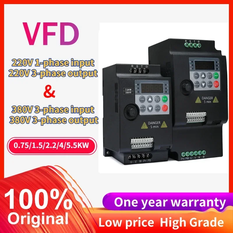Economical VFD 0.75/1.5/2.2/4/5.5KW Frequency Converter Adjustable Speed Variable Frequency Inverter for CNC Machine Water Pump