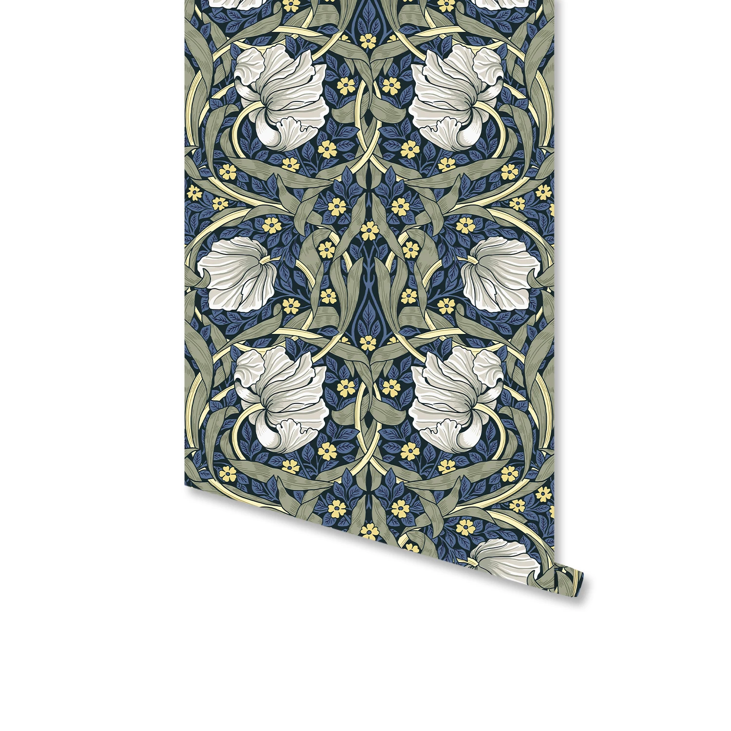 1pc Vintage Floral Self-adhesive Wallpaper Peel And Stick Botanical Sage Green/Yellow Wall Murals Home Kitchen Bedroom Decor