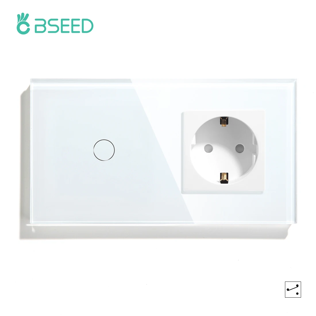 BSEED 1Gang 2/3Way Touch Light Switches With EU Type-c Double USB Sockets For Stairs Corridor Glass Panel Blue Backlight 1Pack