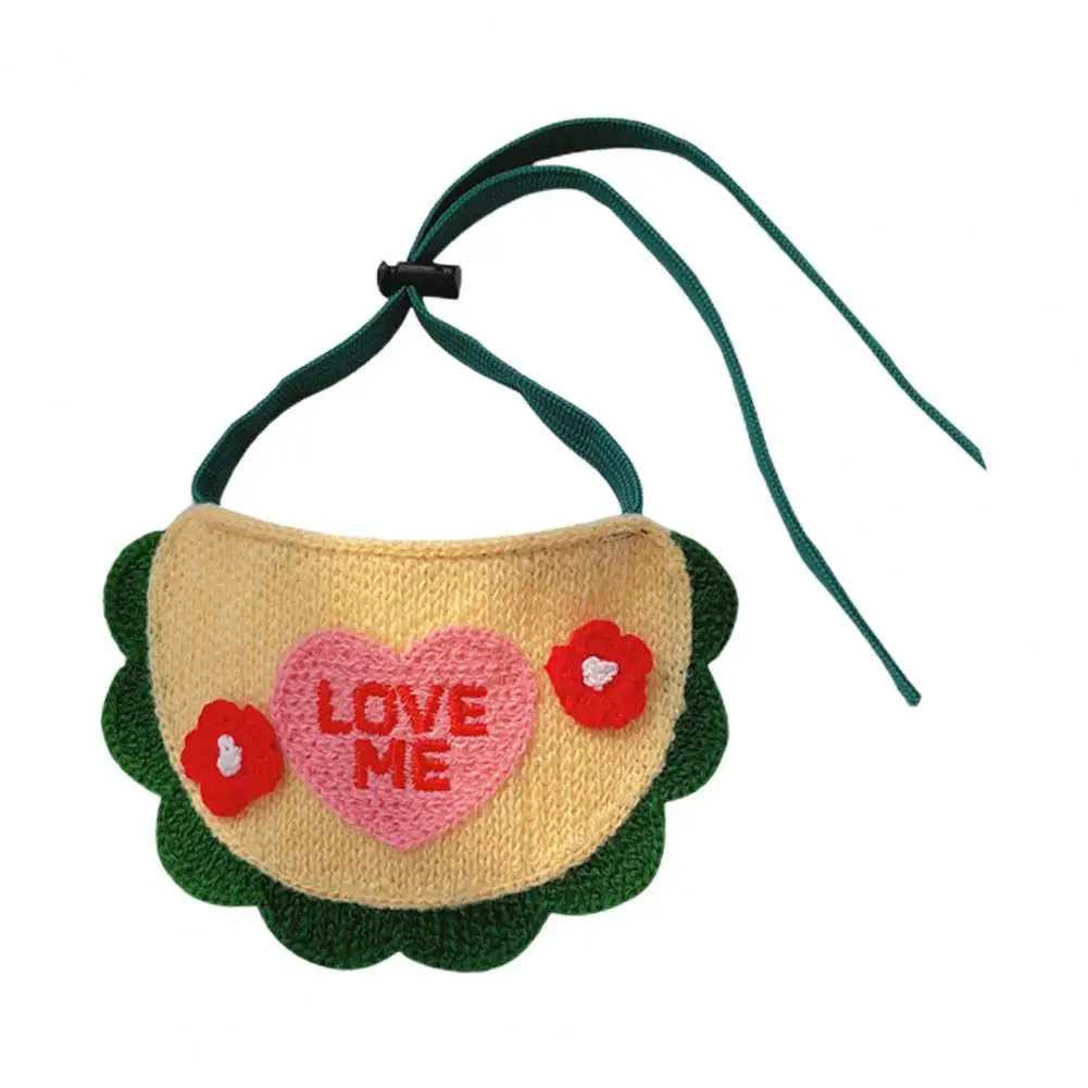 Pet Bib Buckle Adjustment Flowers Letters Cartoon Embroidered Hand-knitted Dog Bandana Adjustable Washable Dog Handkerchief