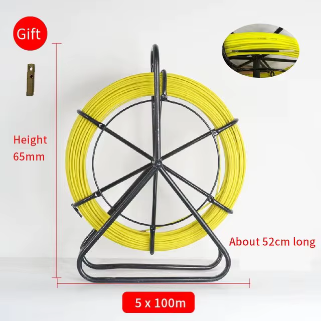 5/6/8mm 100m Electrician Wire Threading Machine Fiberglass Wire Cable Running Rod Fish Tape Rodder Cable Unclogger Leader