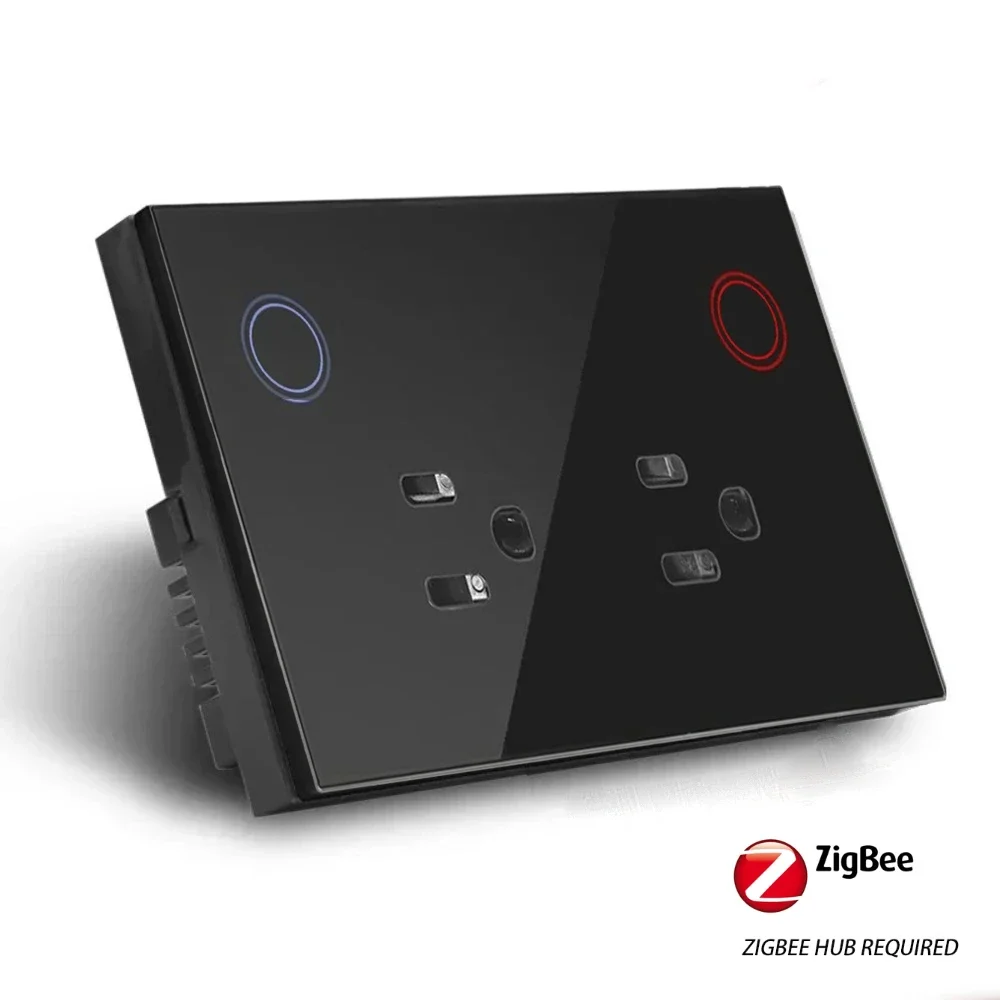 Melery Zigbee Tuya US Electrical Plug Outlet Smart Wall Power Monitoring Socket Glass Panel Wireless Remote by Alexa Google Home