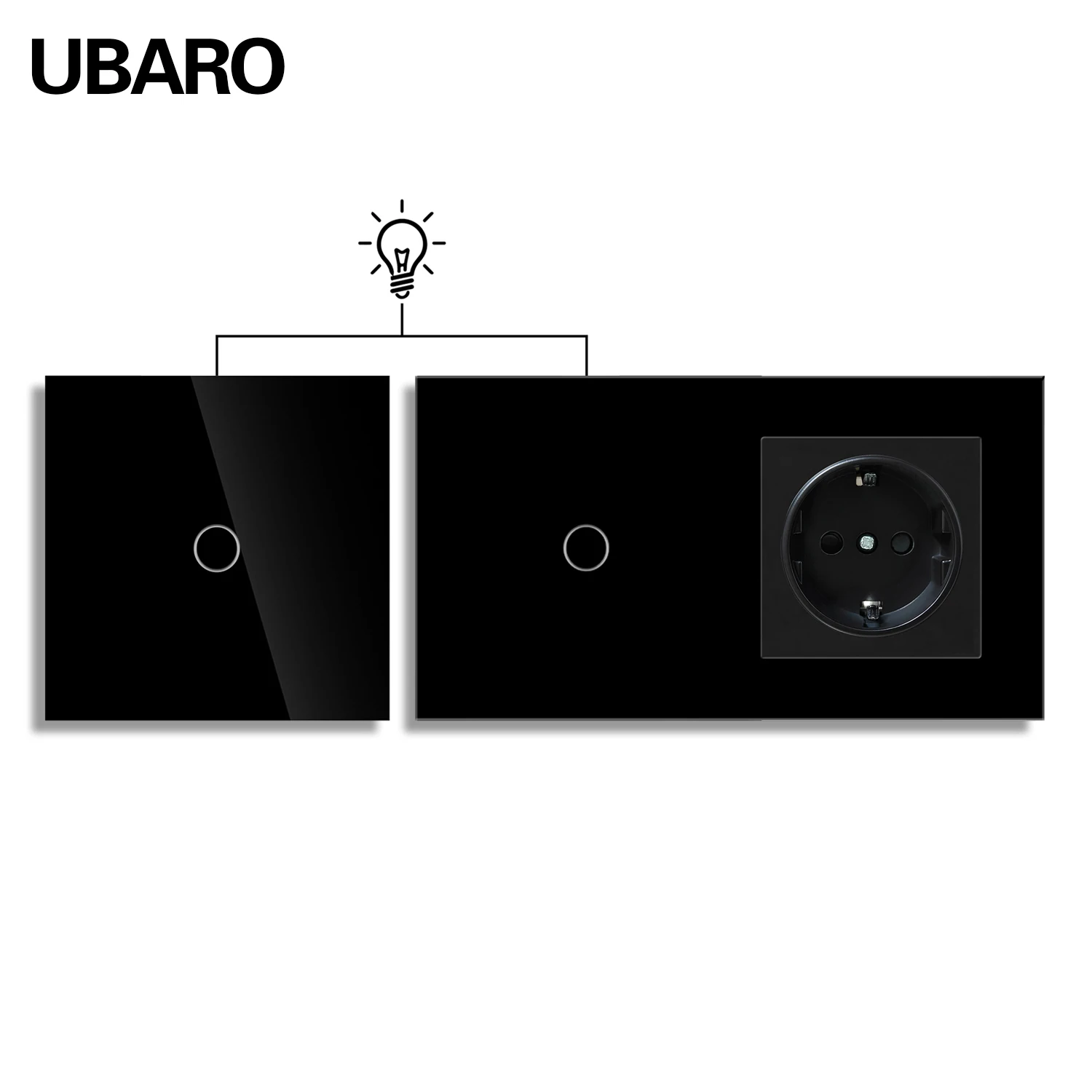 UBARO Eu Go Through Touch Switch and Socket Combination Tempered Glass Panel Come and Go Use For Stairs bedroom Sensor Switches