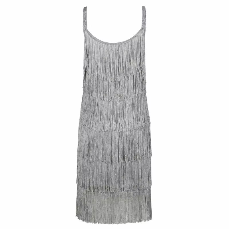 Chic Sexy Sleeveless Tassel Dress Women Luxury Cocktail Great Gatsby Party Summer Short Dresses Dance Costumes Clothes