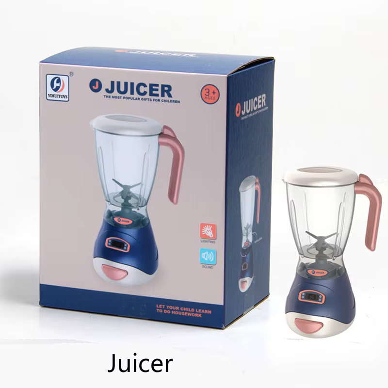 Pretend Kitchen Play Toys Electric Vacuum Cleaner Water Sweeper Household Juicer Dispenser Washing Machine with Light Tools Kids