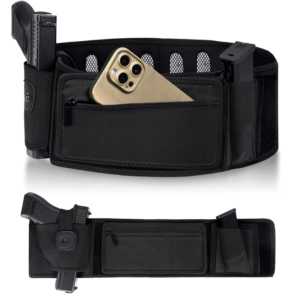 Belly Band Gun Holster Breathable Concealed Carry Belt Pistol Gun Holster Waist Band Pistol Holder for Glock 19 17 43x Taurus