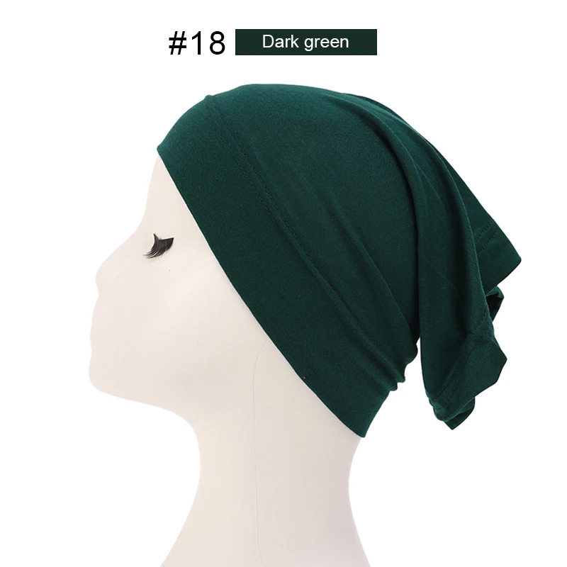 2023 soft solid color inner Hijab Caps Muslim stretch Turban cap Muslim Fashion Islam Hijab Cap Scarf For Muslim Women Headscarf