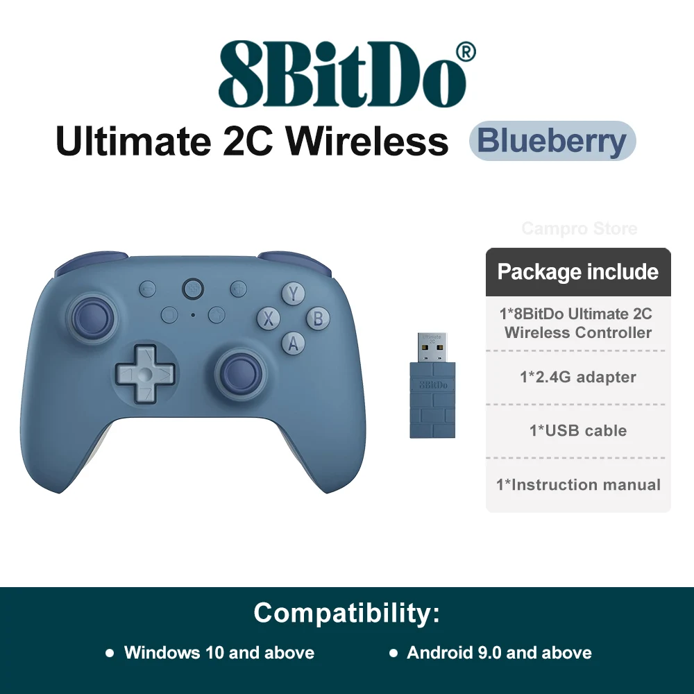 8BitDo Ultimate 2C Wireless Controller for PC Windows 10 11 Android with Hall Effect Triggers Joysticks Extra Bumpers New Color