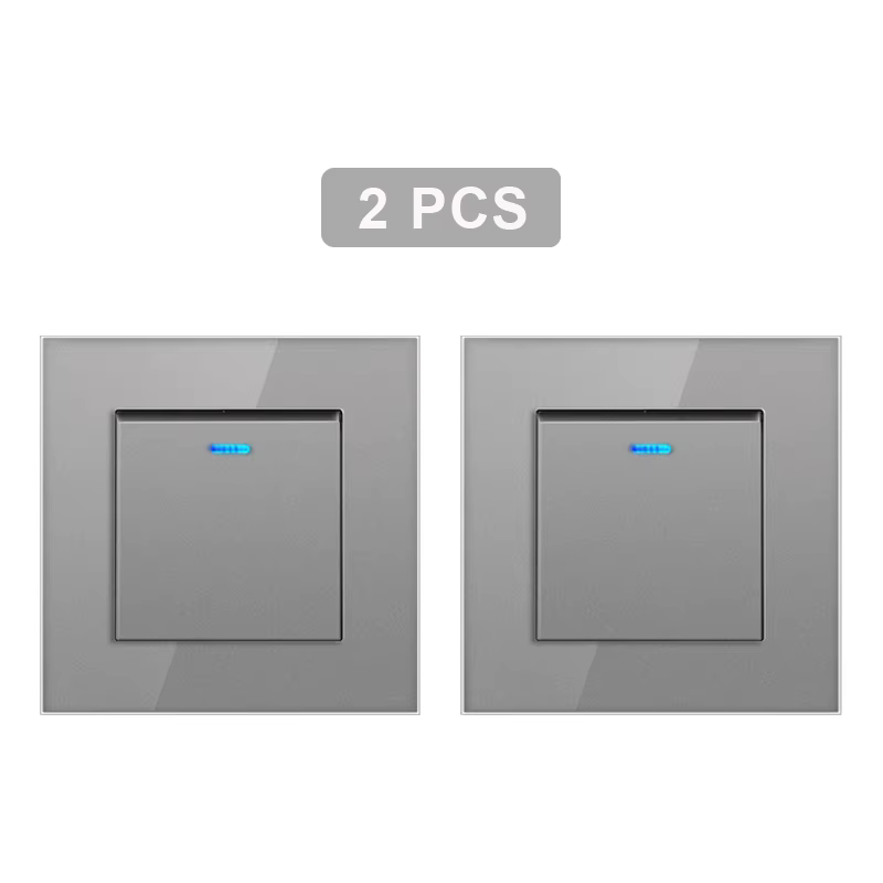jhjch 1/2Gang Wall Switches 2Way Mechanical Light Switch On Off For Stairs Halls Glass Wall Rocker Switch EU Standard 2 Pack