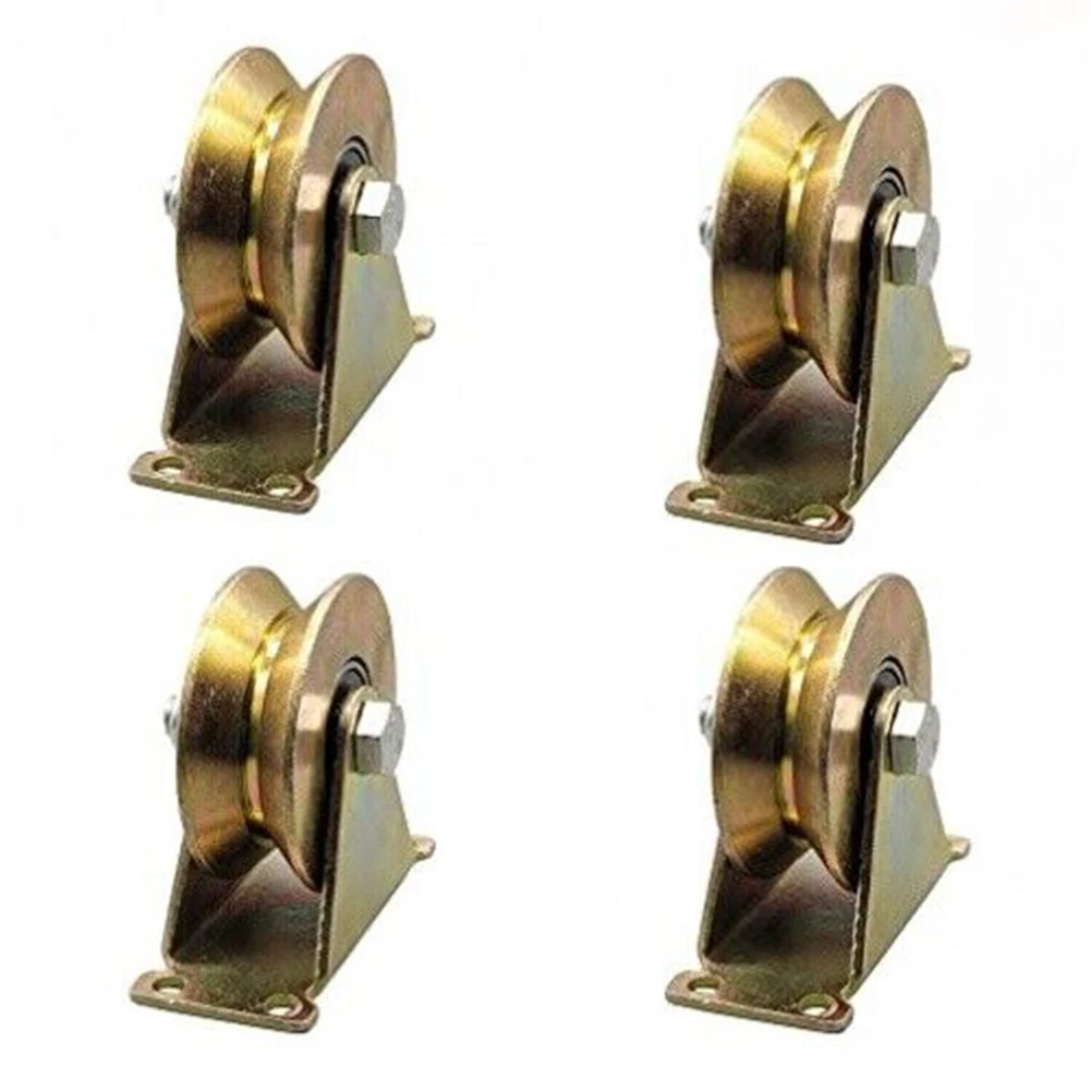 4pcs V Groove  Sliding Door  Pulley Wheel  Heavy Duty Rigid Caster For Inverted Track Sliding Gate Roller Wheel Bearing Rollers