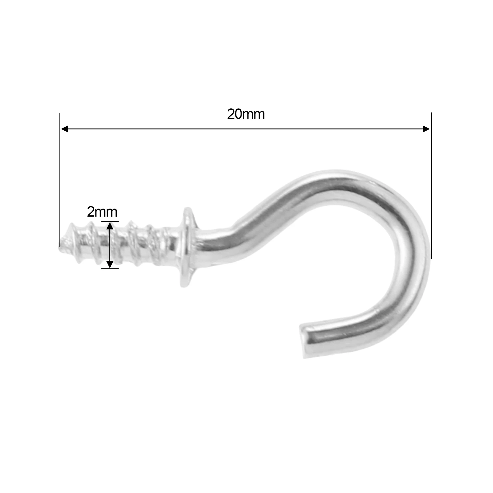 20/10/5Pcs Self-Tapping Screws Hook 20mm-71mm Ceiling Cups Hooks Picture Frame Lamp Light Curtain Eyebolt Screw in Spiral Hanger