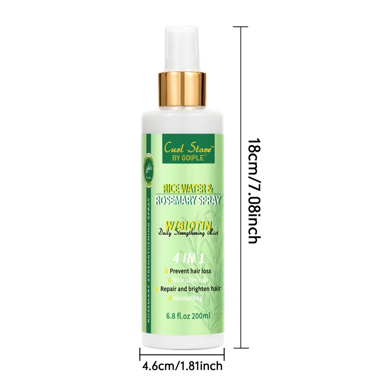 Goiple Rice Water and Rosemary Spray for Strengthening Hair Essential Oils Infused with Biotin Scalp Treatment Mist for  Damaged
