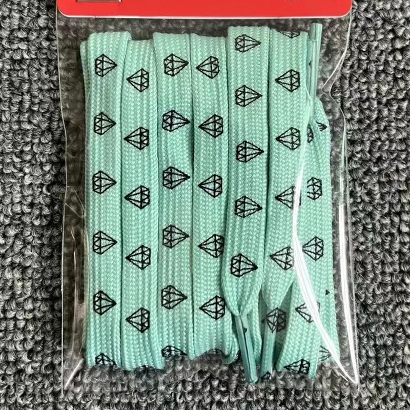 Green Color Shoelaces Men Women Trend Personality Sneakers Sport Casual Basketball Linen Diamond Printing Shoes Laces Dropship