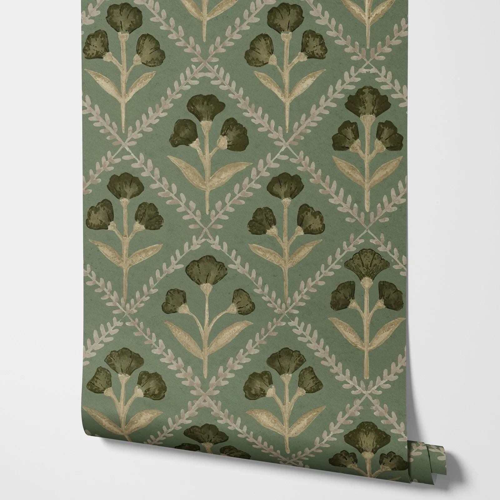 Green Modern Plants Wallpapers,Black Floral Non woven Wall Wallpaper, Geometric Design Decorative Wall Decals Wallpaper Sticker