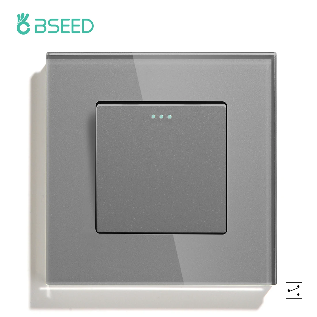 BSEED 1/2/3Gang Wall Switches Mechanical Button Switch Plus EU Type-c USB Sockets 2Way For Stairs Bedroom Glass Frames Gray