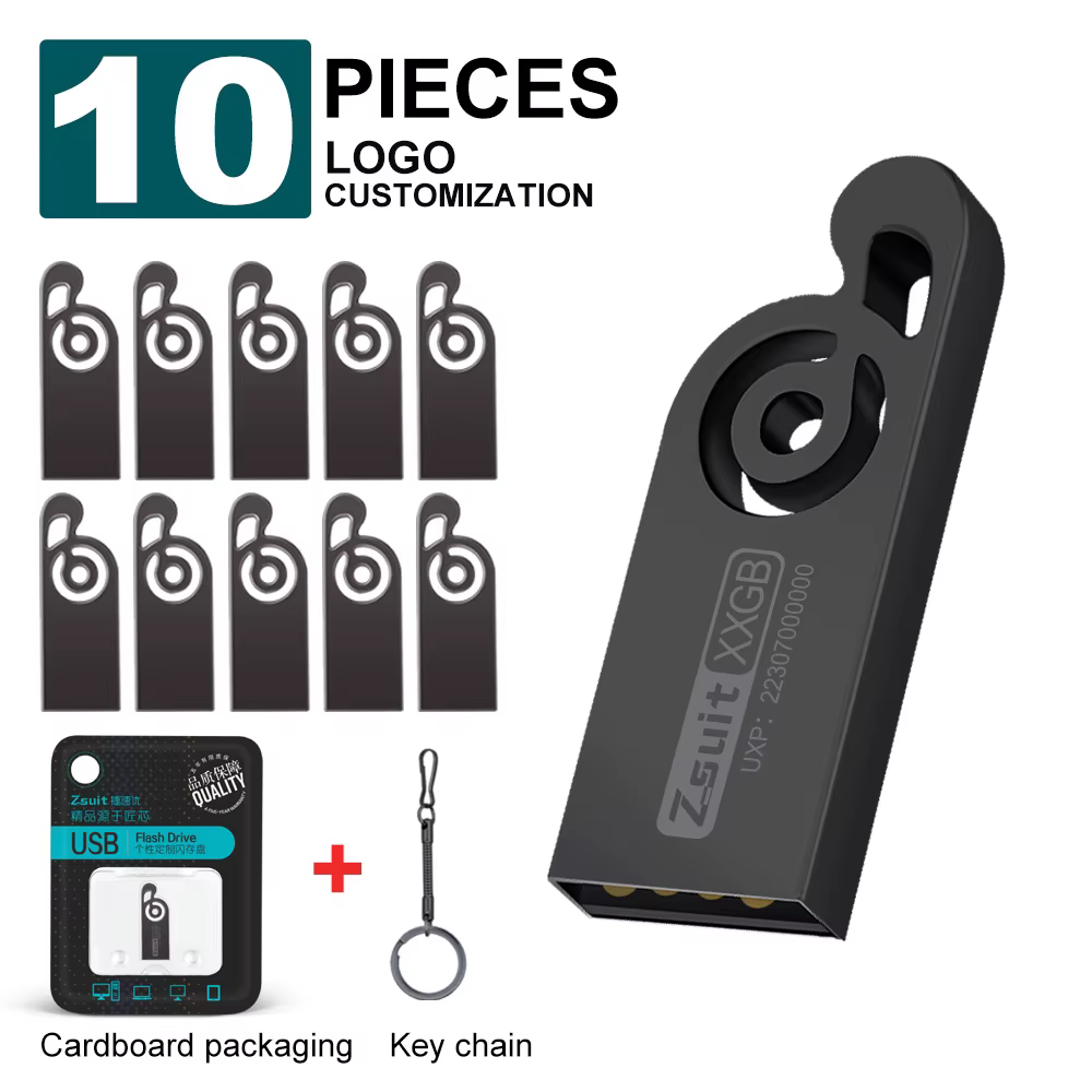 Zsuit 10Pcs 128GB USB Flash Drive Music USB Pendrives 64G 32G Memory Stick Pen Drives USB 4GB 8GB Metal U disk custom Gift