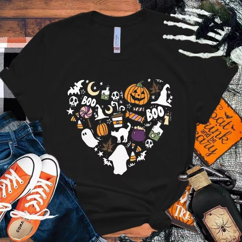 Halloween Boo Pumpkin Love T-Shirt Men Women T Shirt Cosplay Clothes Streetwear Tee Shirt Plus Size Tops