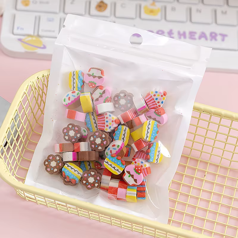 50pcs/bag Kawaii Eraser Creative Cartoon Mini Pencil Rubber Animal Fruit Christmas Erasers For Kids School Stationery Supplies