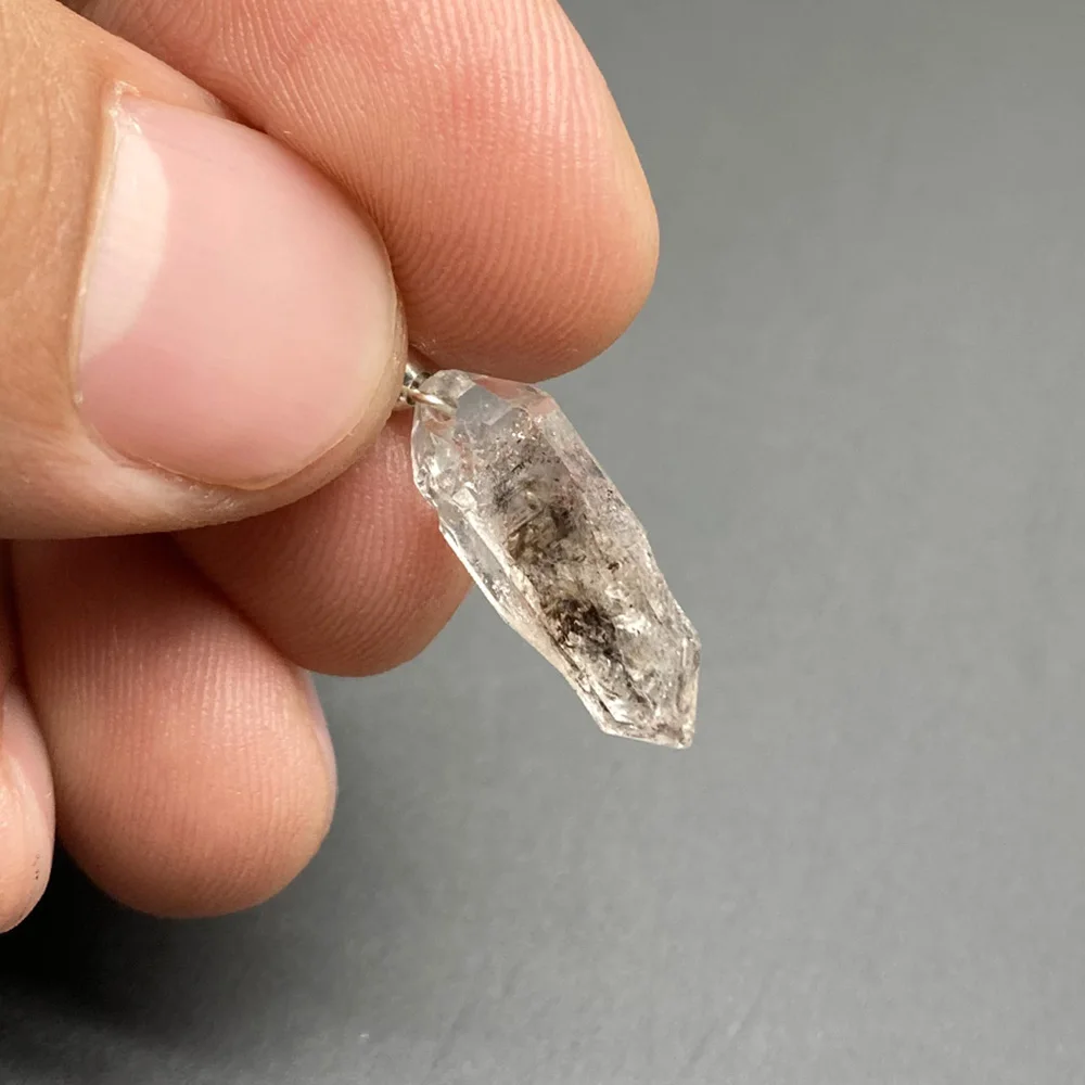 1Pc Natural Herkimer Diamond Pendant Double Terminated Raw Crystal Necklace Energy Real Gemstone For Jewelry DIY Gift Healing