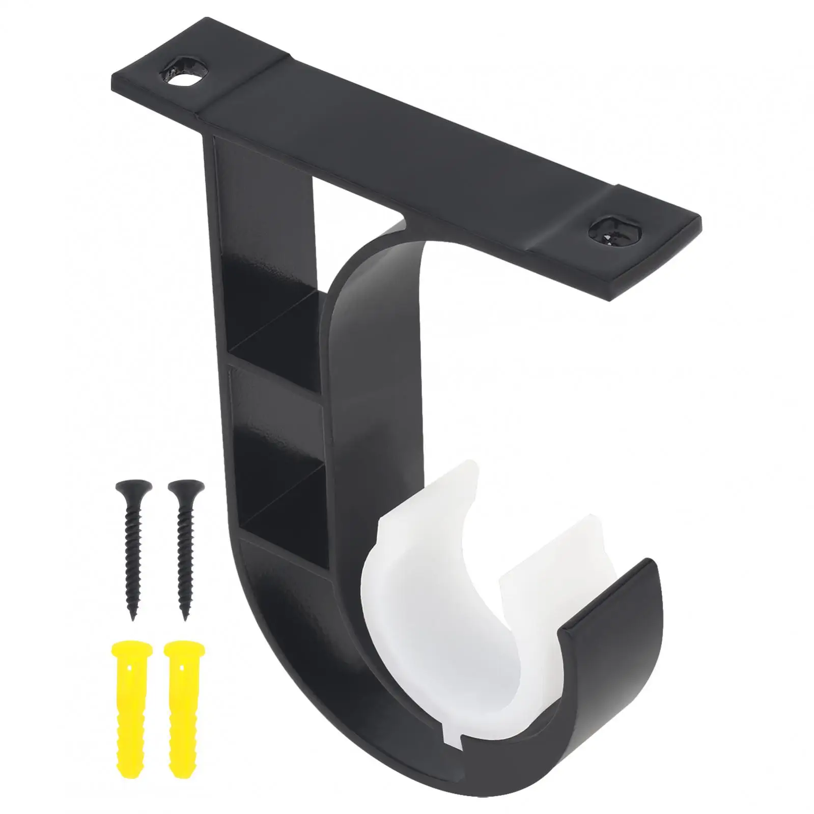 Black Aluminum Alloy Curtain Rod Bracket with Matching Screws, Heavy Duty Curtain Rod Holders Window Hardware