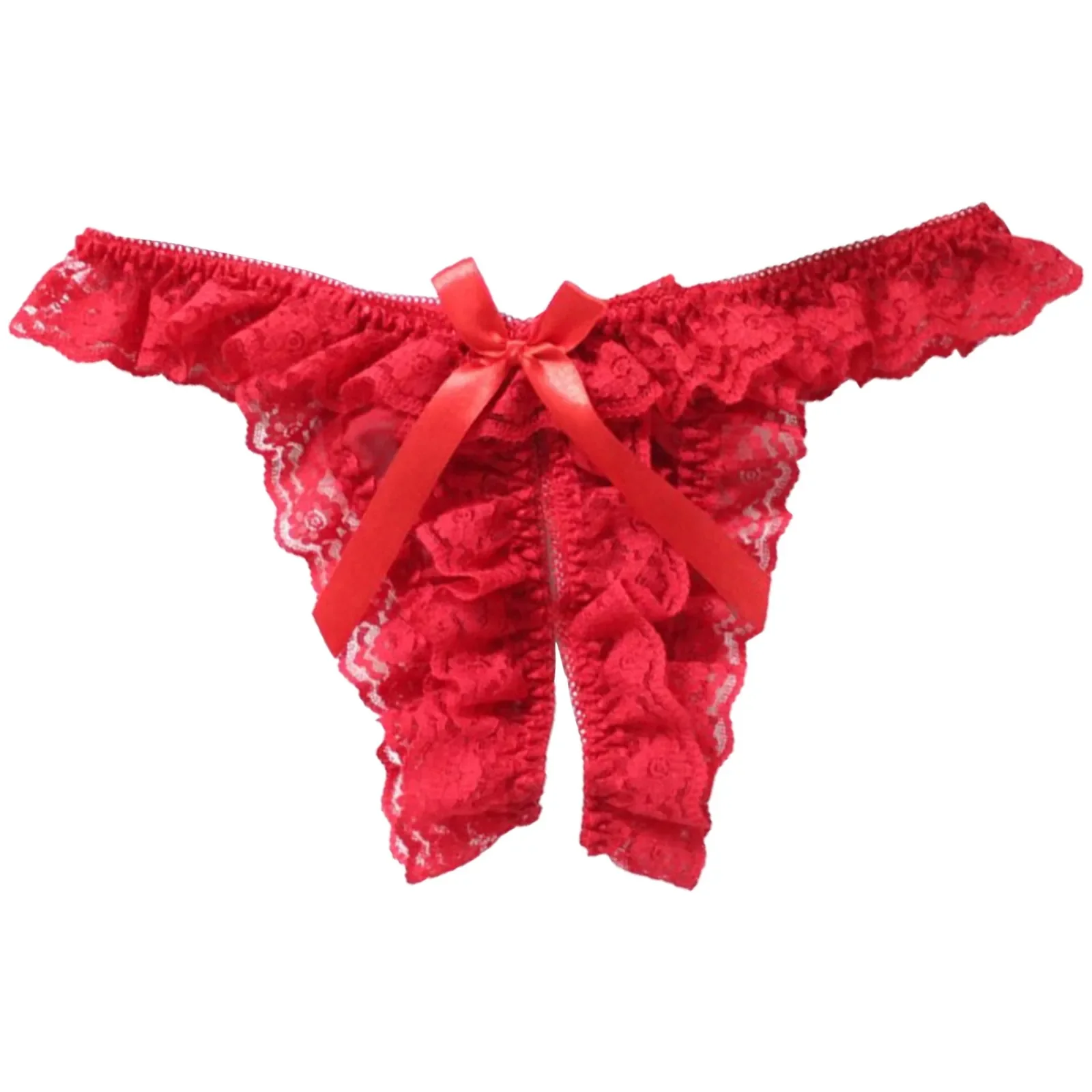 Women Sexy Open Crotch Panties Lace Bow Underwear Crotchless Thongs for Sex Female Underpants Briefs Tangas Lady Lingerie Tangas