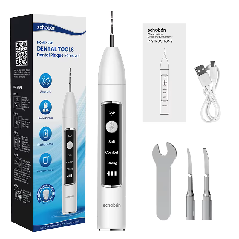 Schoben Ultrasonic Tooth Cleaner With Camera Visual Electric Dental Scaler Calculus Remover Irrigator Teeth Tartar Eliminator